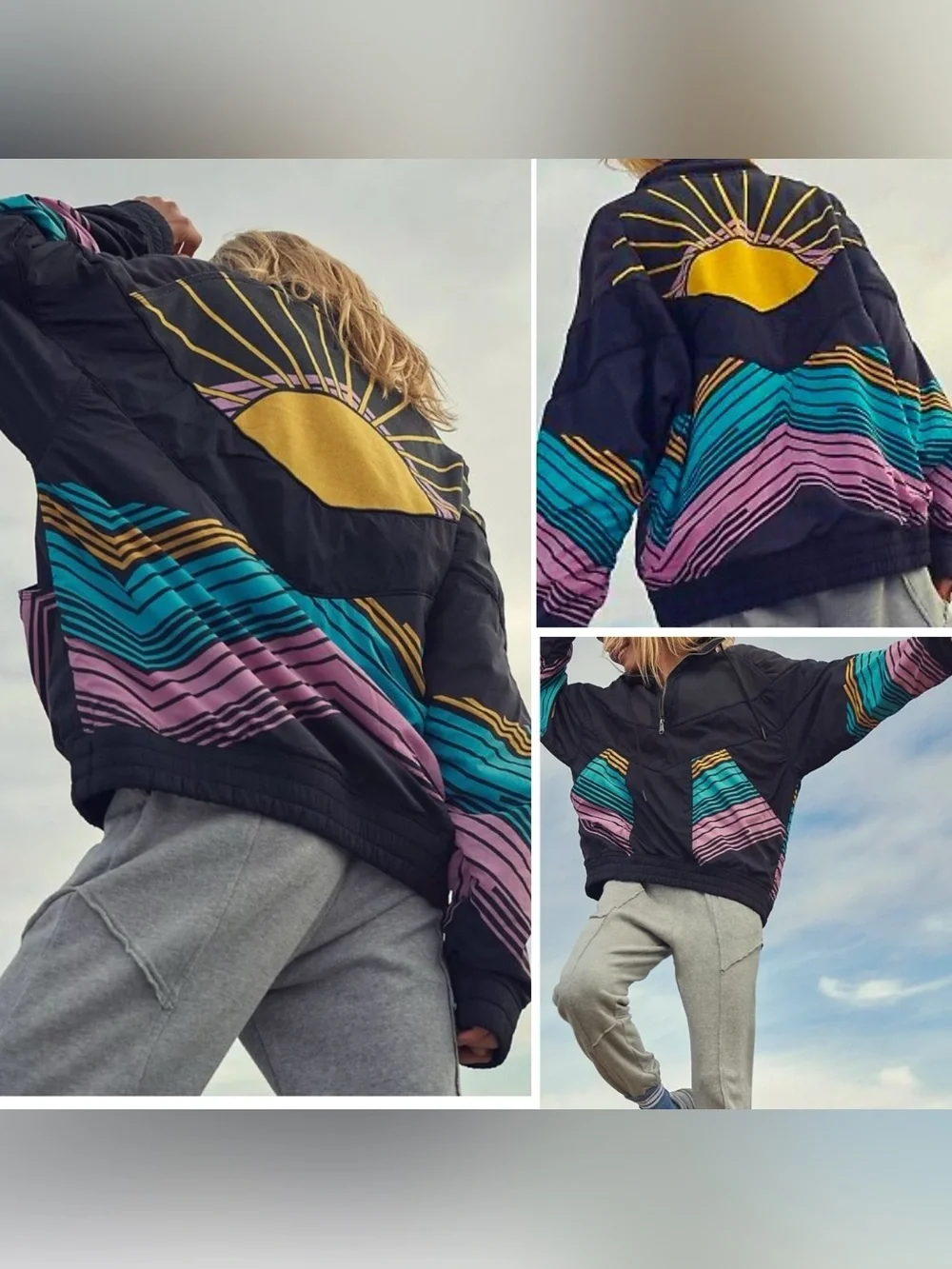 Free People Movement Walk The Line Sunset 1/4 Zip Pullover Jacket Women's XS